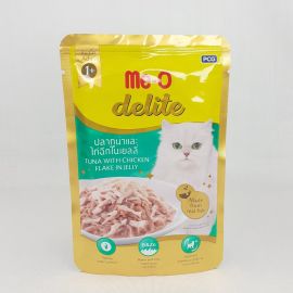 Meo Adult Delite Tuna With Chicken Flake In Jelly Wet Pouch 70g